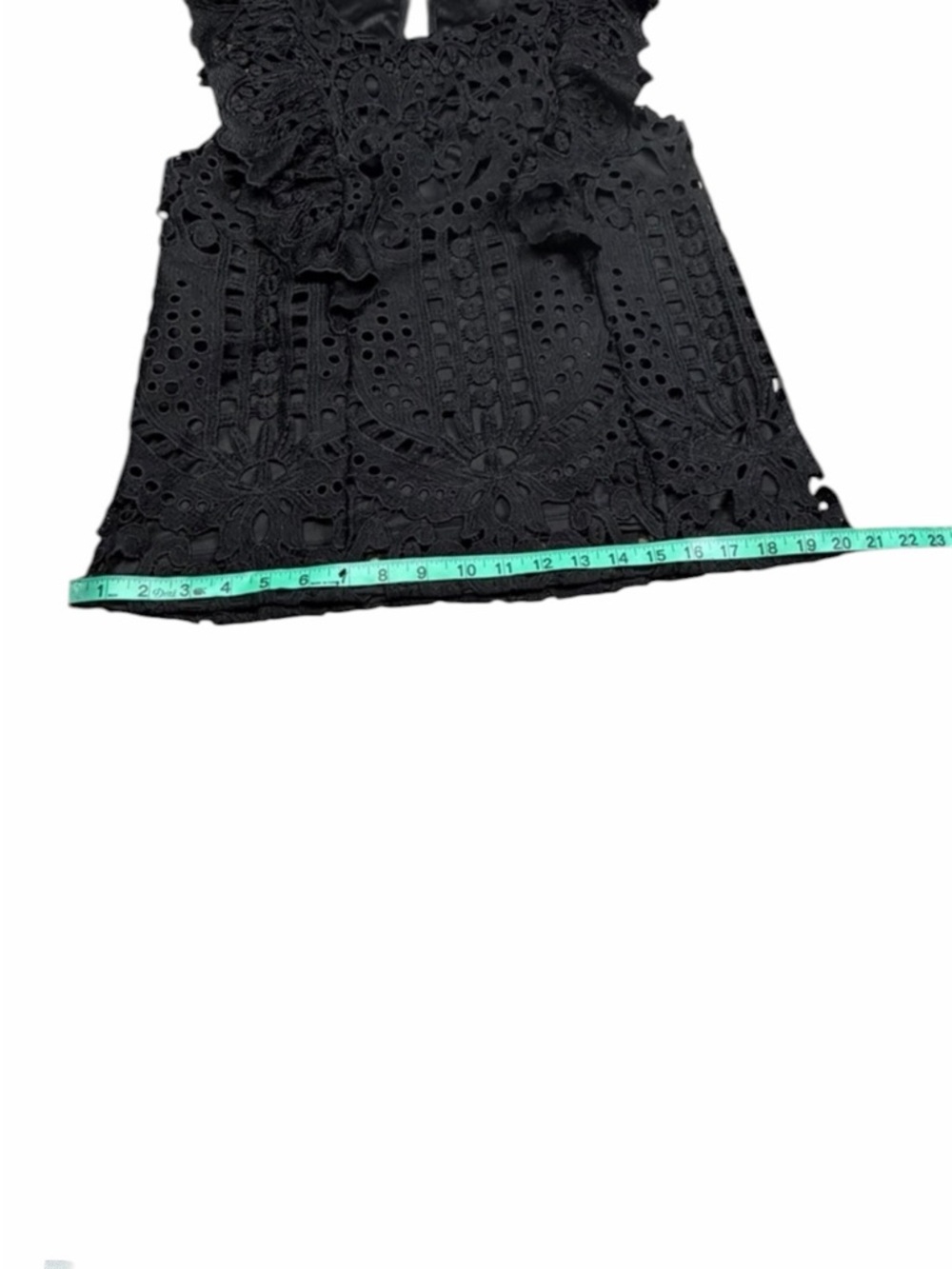 Express Black Baroque Lace Crochet Ruffle Sleeve Blouse - Size Medium - Picture 15 of 16